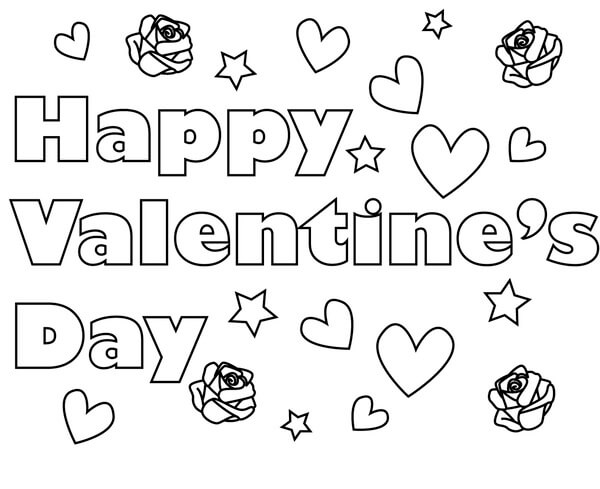 Kolorowanki Hearts and Roses in Valentine