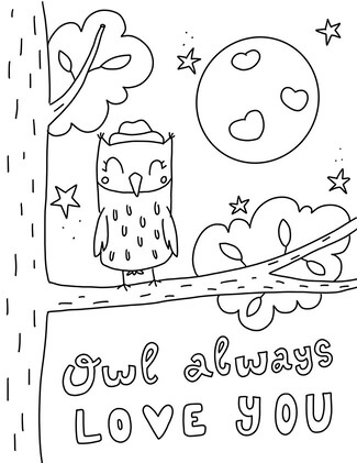 Kolorowanki Owl Always Love You in Valentine