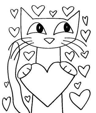 Kolorowanki Pete the Cat in Valentine