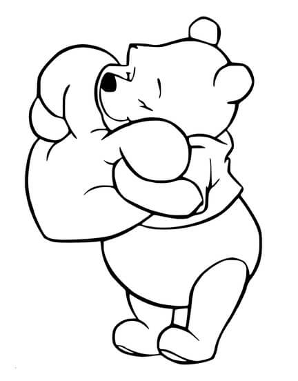 Kolorowanki Pooh Bear with Heart in Valentine