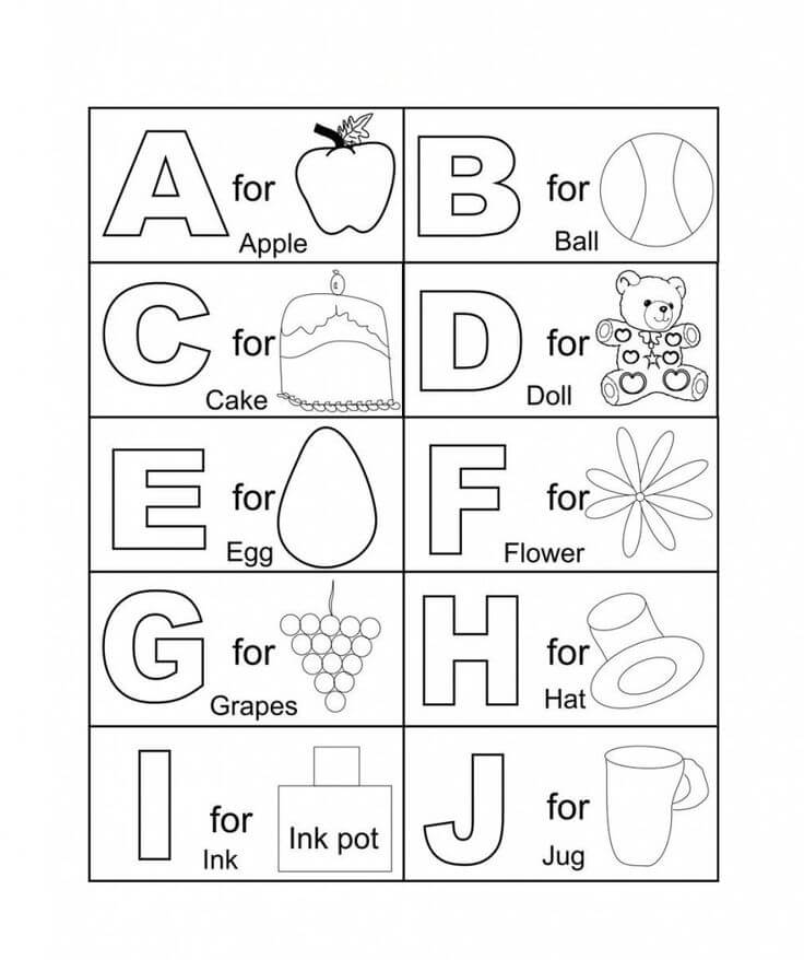Kolorowanki Prosty Alfabet ABC