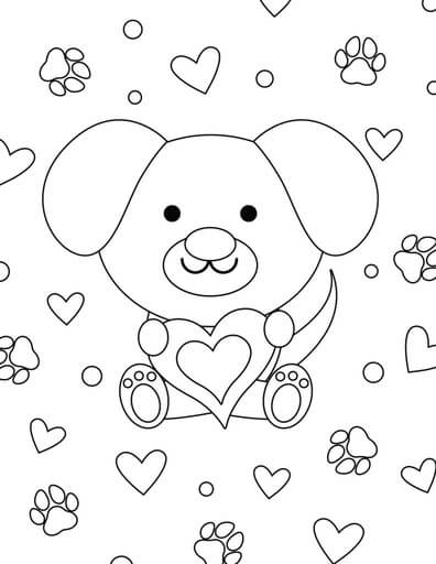 Kolorowanki Puppy Dog with Heart in Valentine