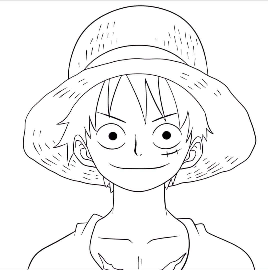 Kolorowanka Uśmiechnięta Twarz Luffy'ego