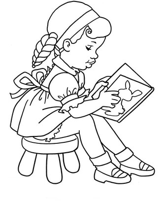 Kolorowanka Dziewczyna Czytająca Książkę w Szkole