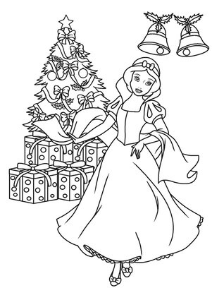 Kolorowanka Królewna Śnieżka Spacer na Boże Narodzenie