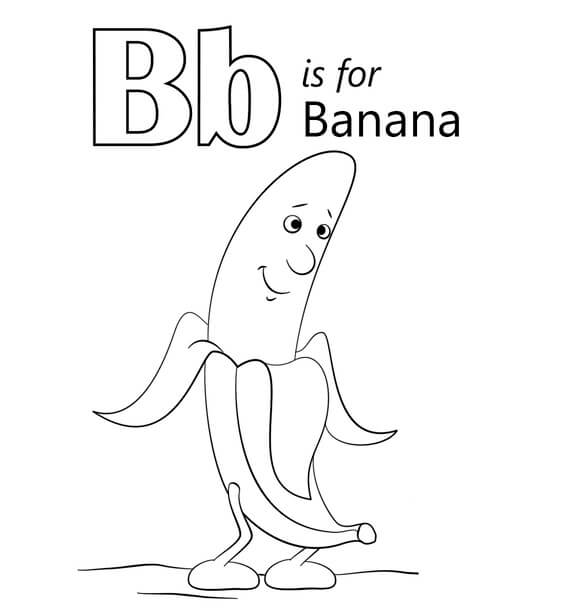 Kolorowanka Litera B jak Banan