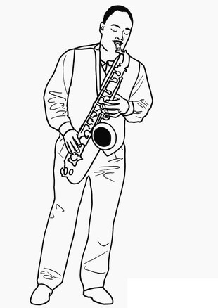 Kolorowanka Mężczyzna Grający na Saksofonie