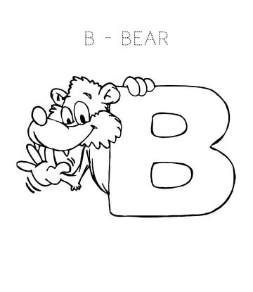 Kolorowanka Niedźwiedź z literą B