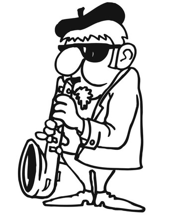 Kolorowanka Stary Człowiek Grający na Saksofonie