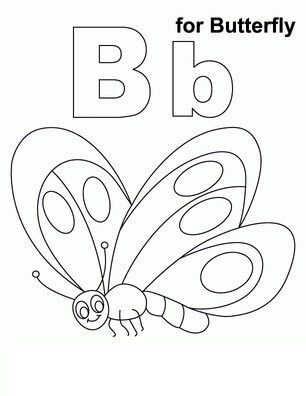 Kolorowanka Urocza litera B jak Motyl