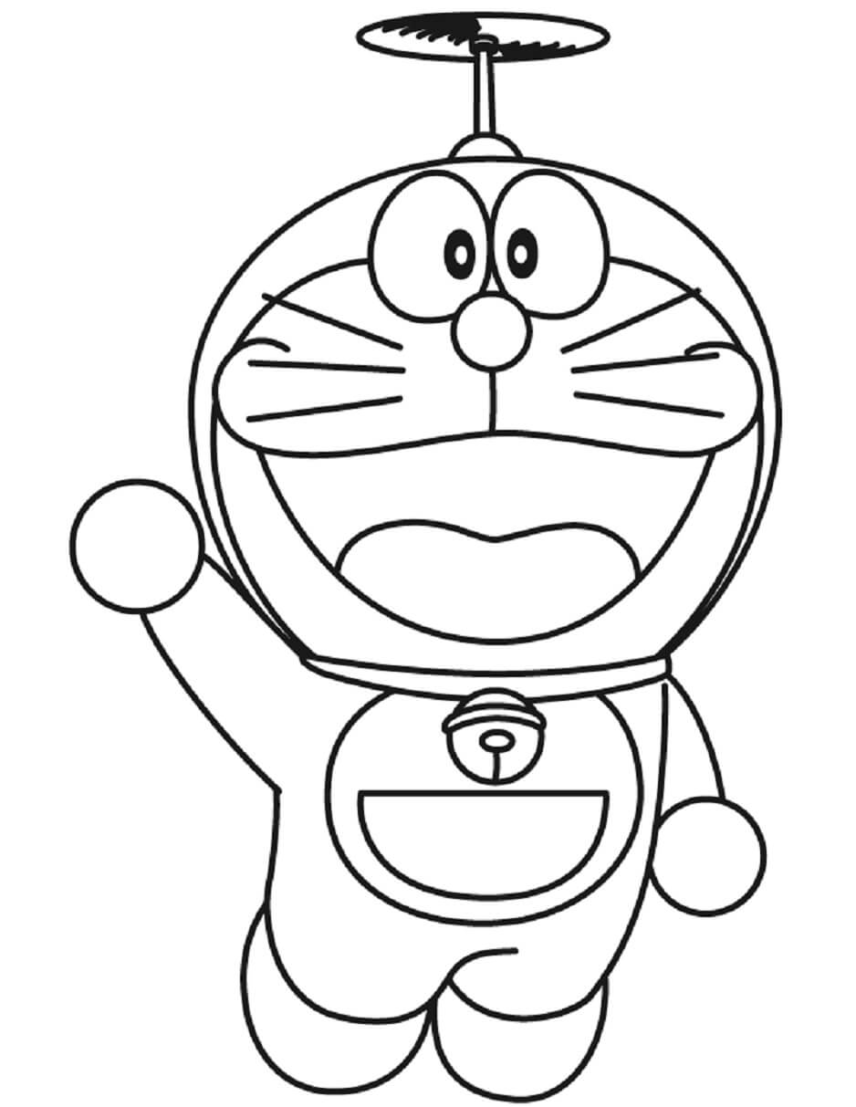 Kolorowanka Doraemon i Bambusowe śmigło