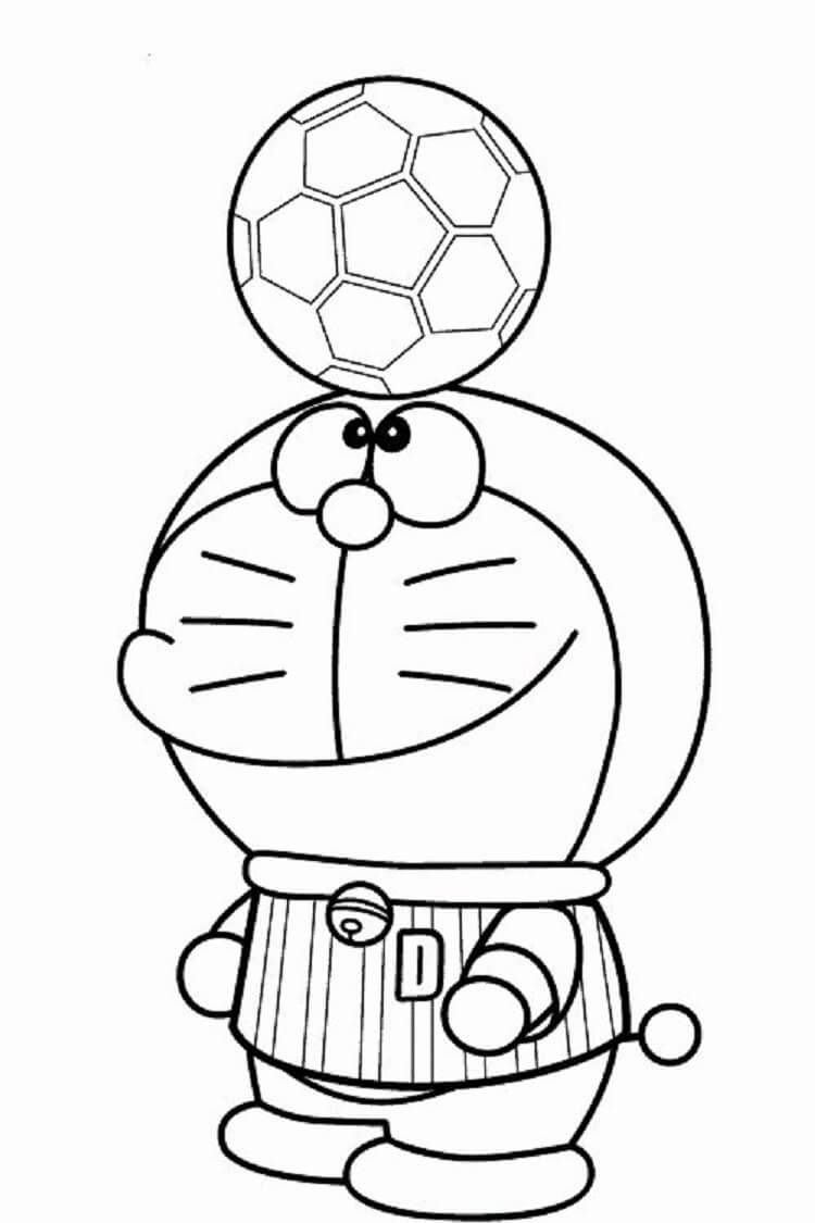 Kolorowanka Doraemon z Piłką