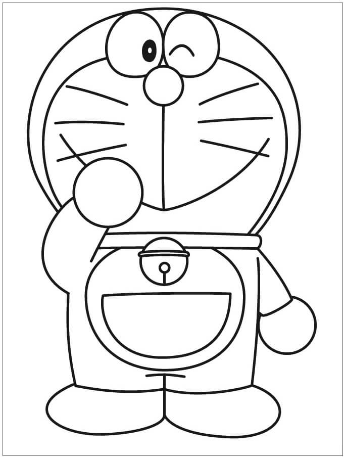 Kolorowanka Stojący Doraemon