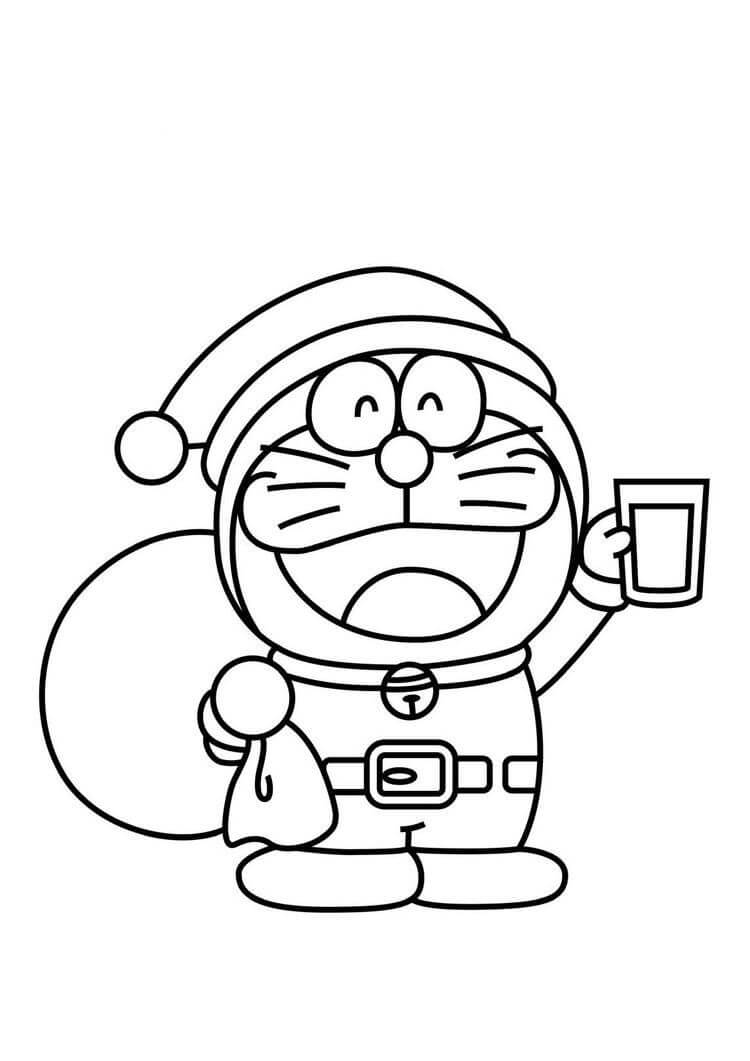 Kolorowanka Święty Mikołaj Doraemon