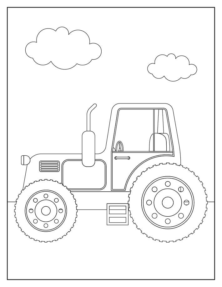 Kolorowanka Traktor z dwoma chmurami