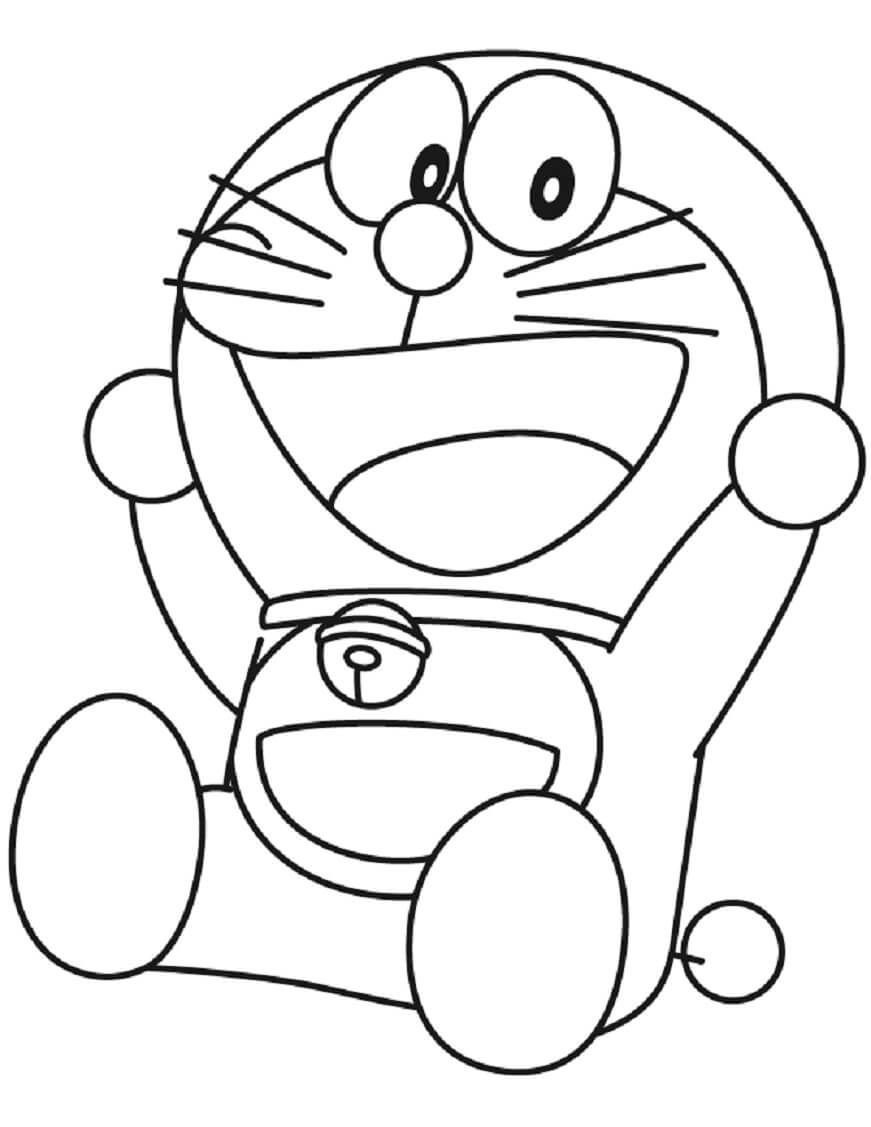 Kolorowanka Ubaw Siedząca Doraemon