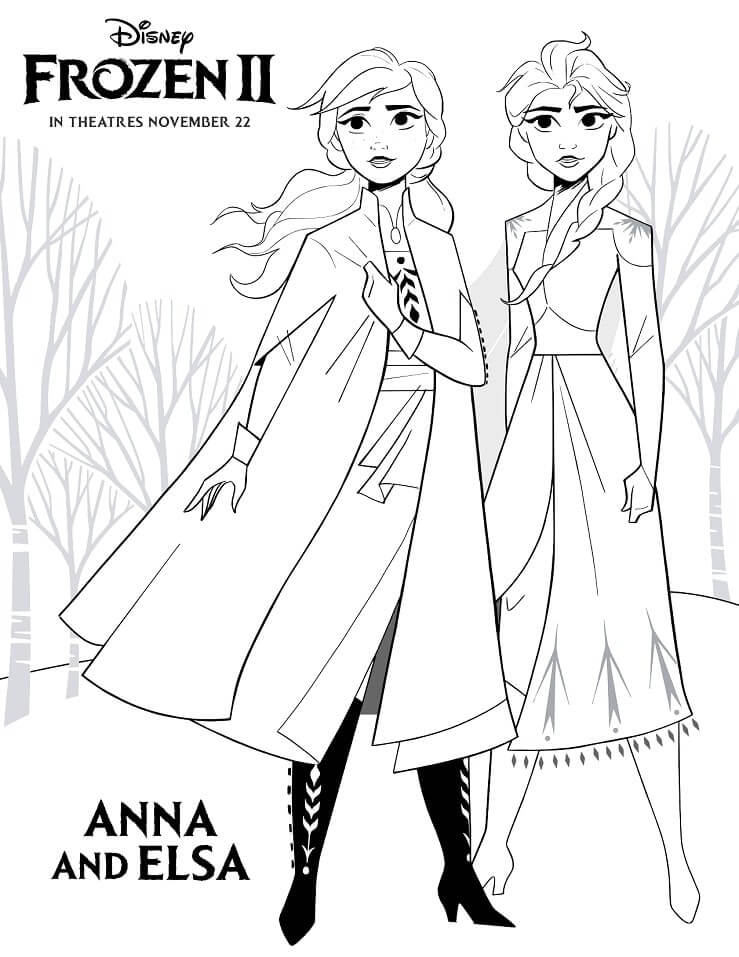 Kolorowanki Anna i Elsa z Krainy Lodu 2