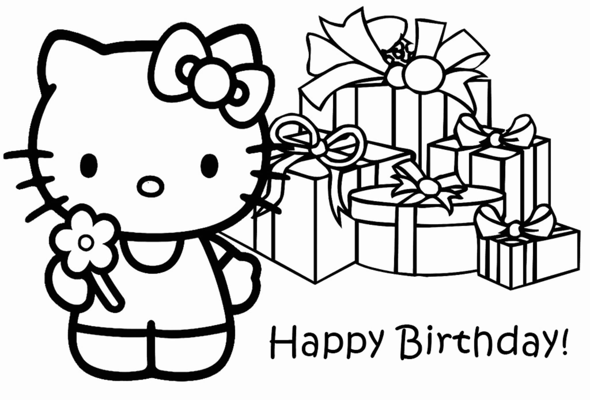 Kolorowanka Hello Kitty z Okazji Urodzin