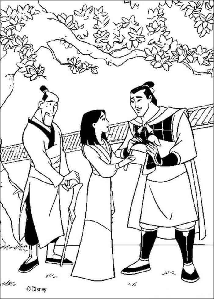 Kolorowanka Hua Zhou i Mulan z Li Shang