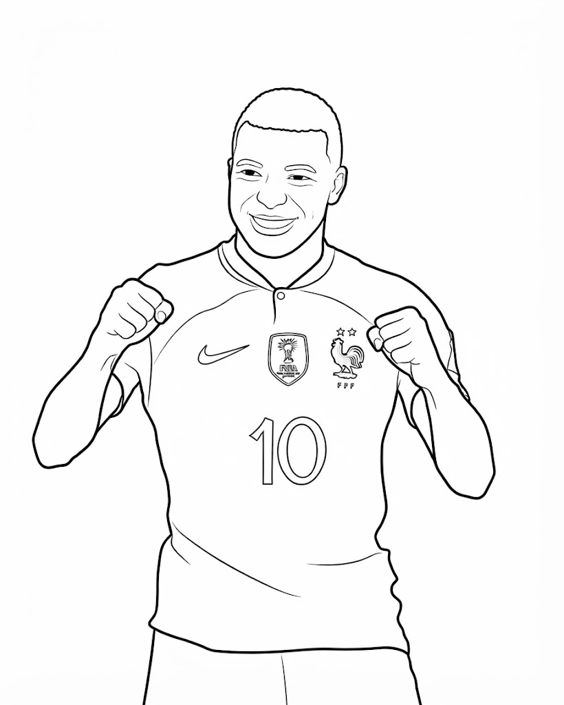 Kolorowanki Kylian Mbappe wydrukuje