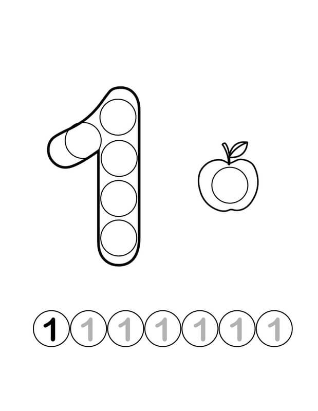 Kolorowanka Numer 1 i Jabłko