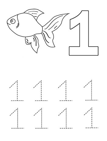 Kolorowanka Numer 1 i Ryba