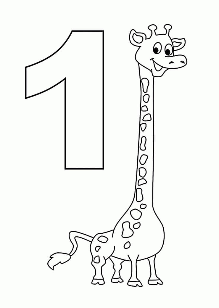 Kolorowanka Numer 1 i Żyrafa