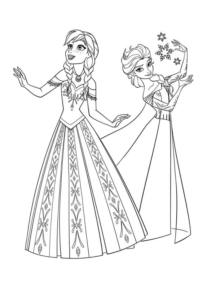 Kolorowanki Piękna Anna i Elsa