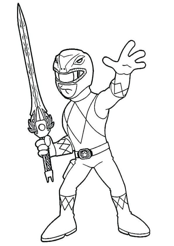 Kolorowanka Power Ranger Trzymający Miecz