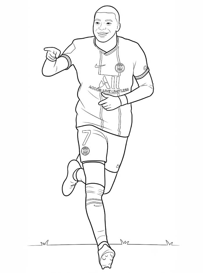 Kolorowanki Ręcznie Rysowany Portret Kyliana Mbappé