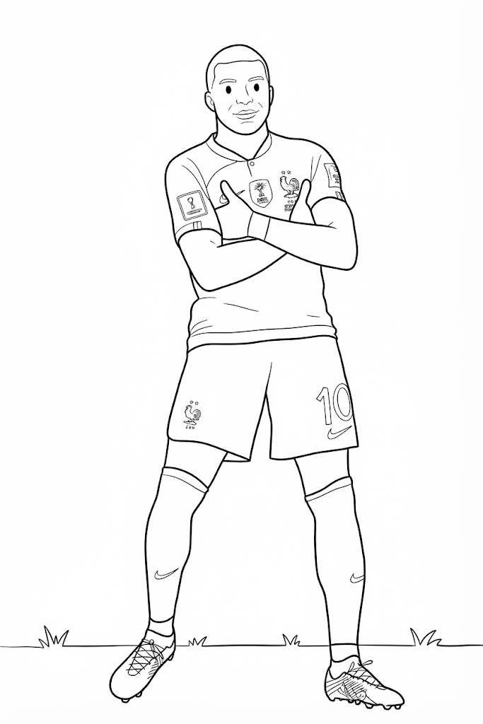Kolorowanki Szczęśliwy Kylian Mbappé