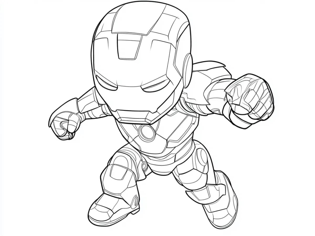 Kolorowanka Narysuj Iron Man chibi