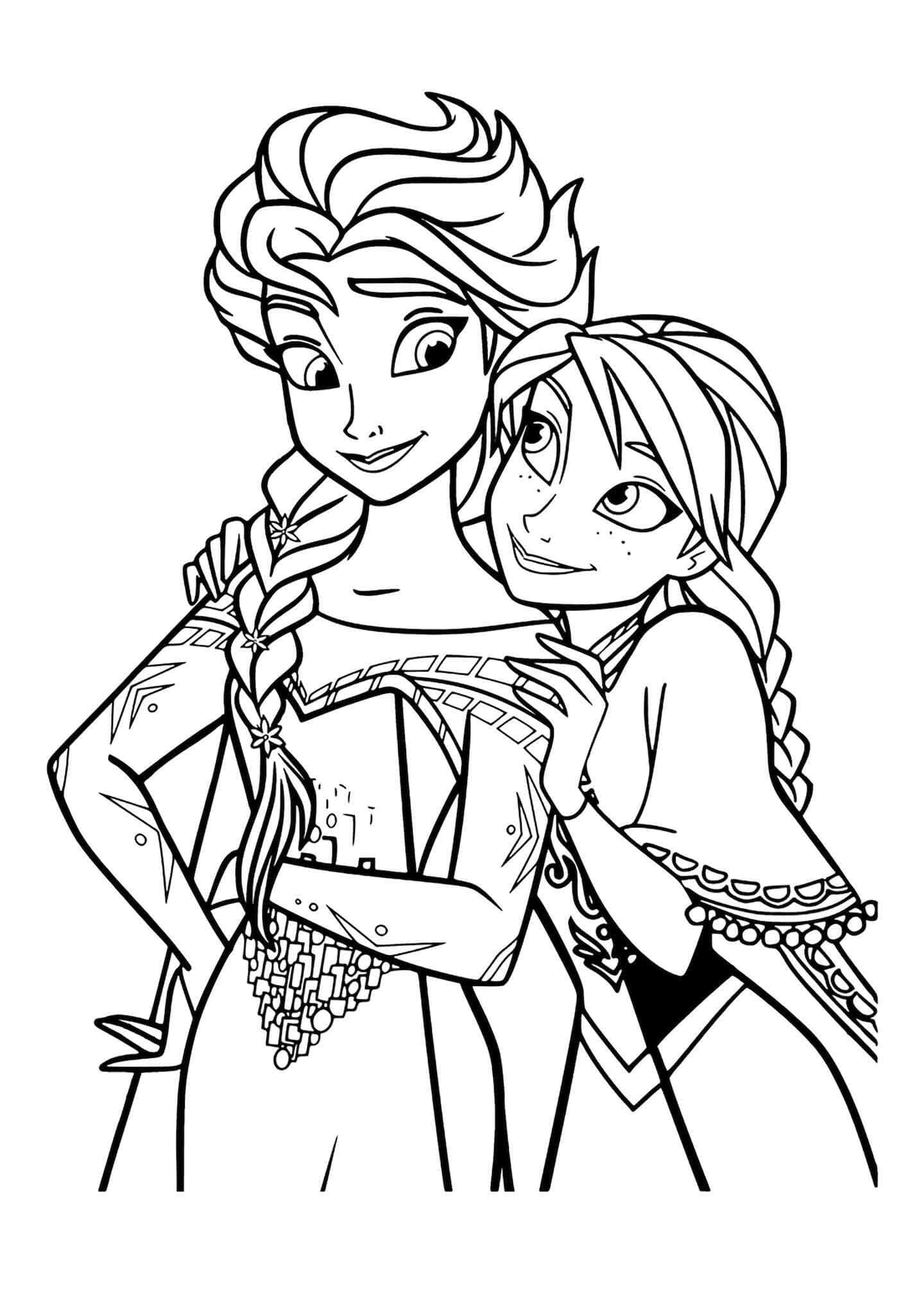 Kolorowanka Elsa i Anna