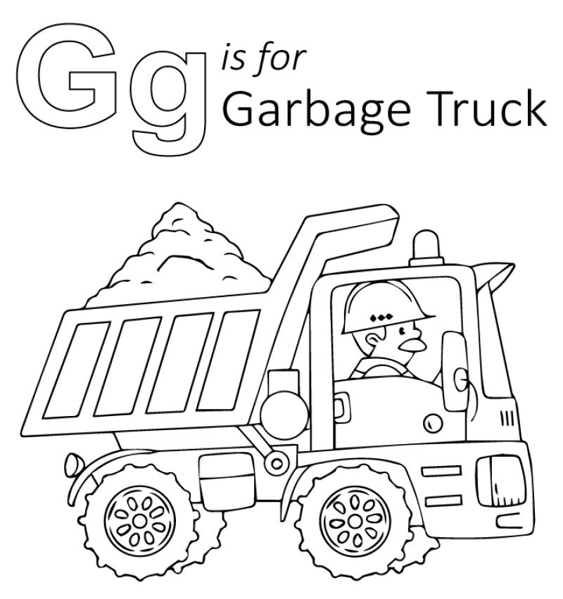 Kolorowanka G is for Garbage Truck