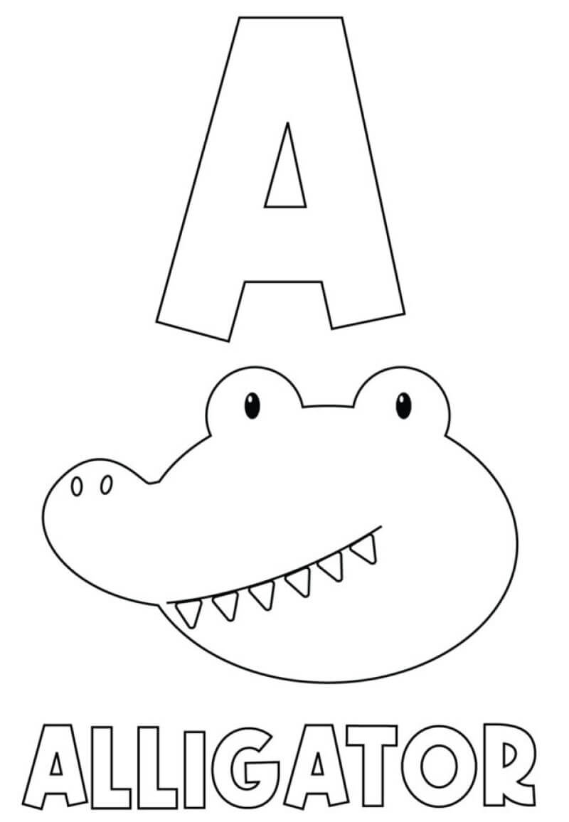 Kolorowanka Litera A dla aligatora