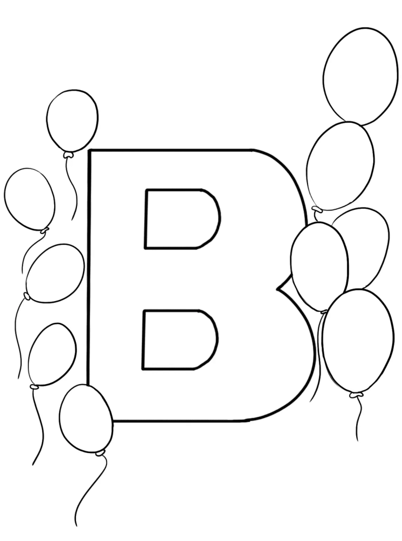 Kolorowanka Litera B dla balonów