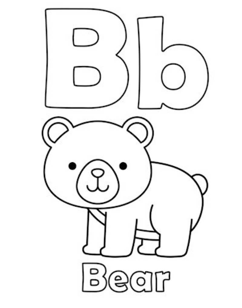 Kolorowanka Litera B dla niedźwiedzia