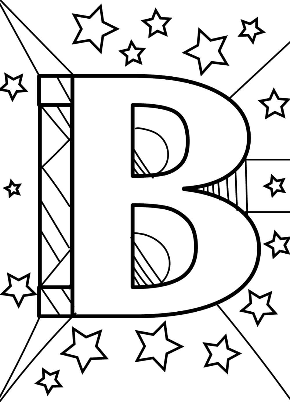 Kolorowanka Litera B i gwiazdy