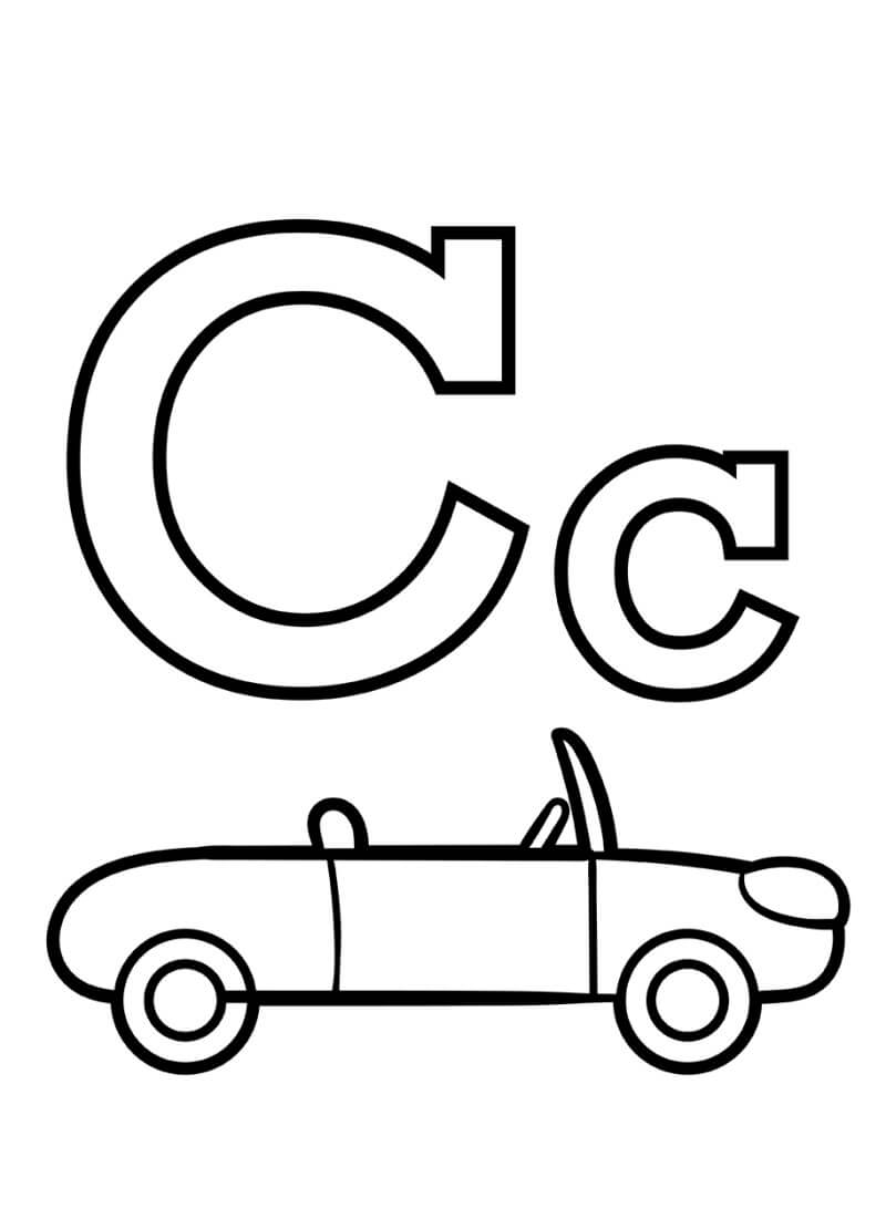 Kolorowanka Litera C dla samochodu