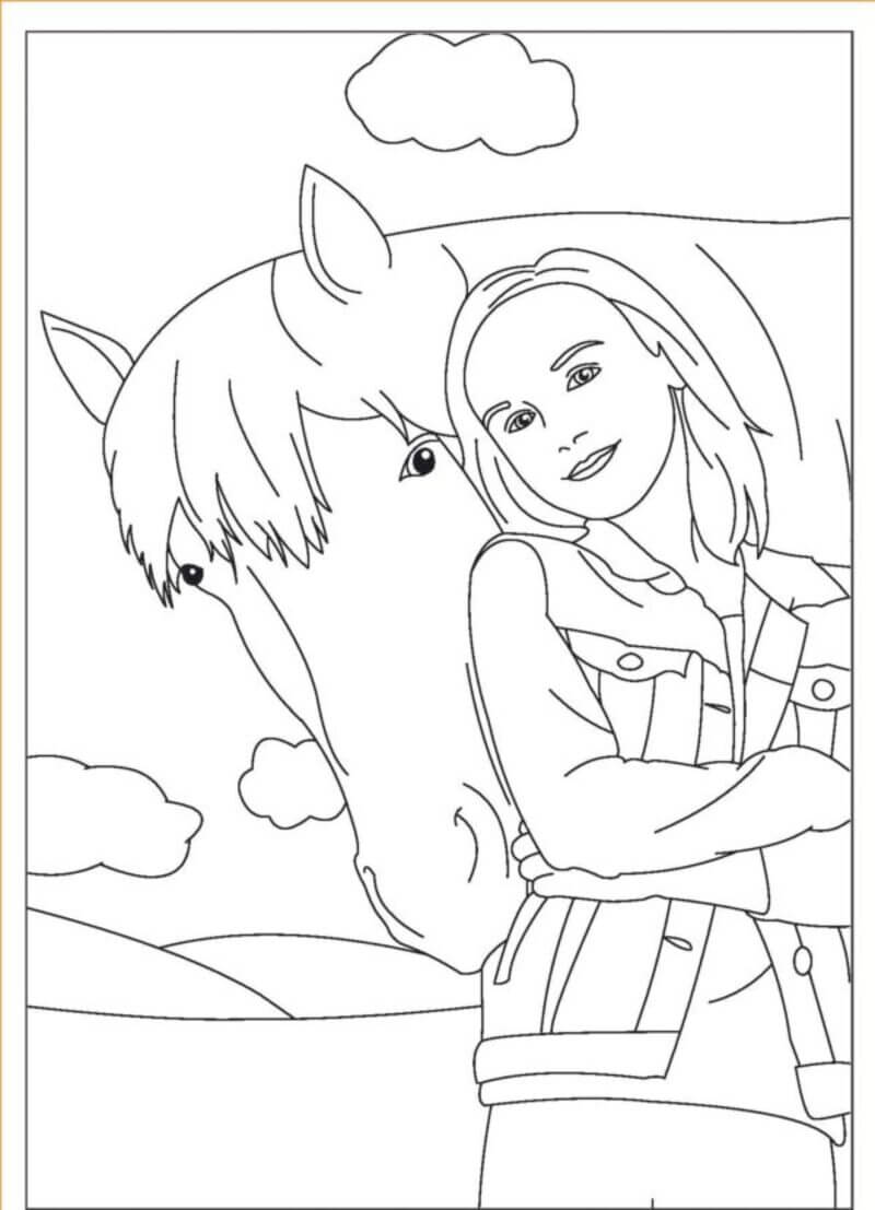 Kolorowanka Nastolatka z koniem