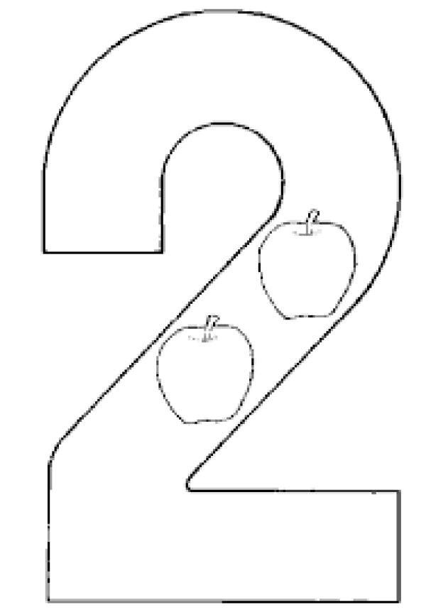 Kolorowanki Numer 2 i 2 jabłka