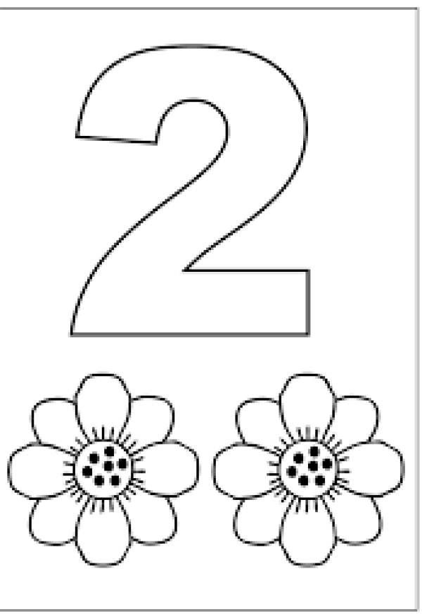 Kolorowanki Numer 2 i 2 kwiaty