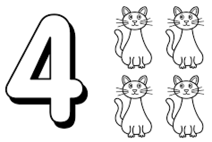 Kolorowanka Numer 4 i 4 koty