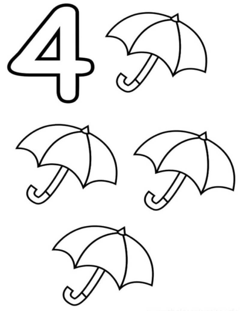 Kolorowanka Numer 4 i parasole