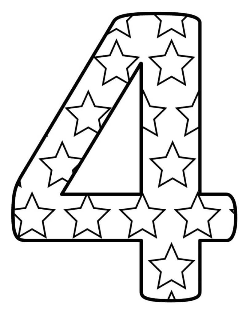 Kolorowanka Numer 4 ma wzór gwiazdy