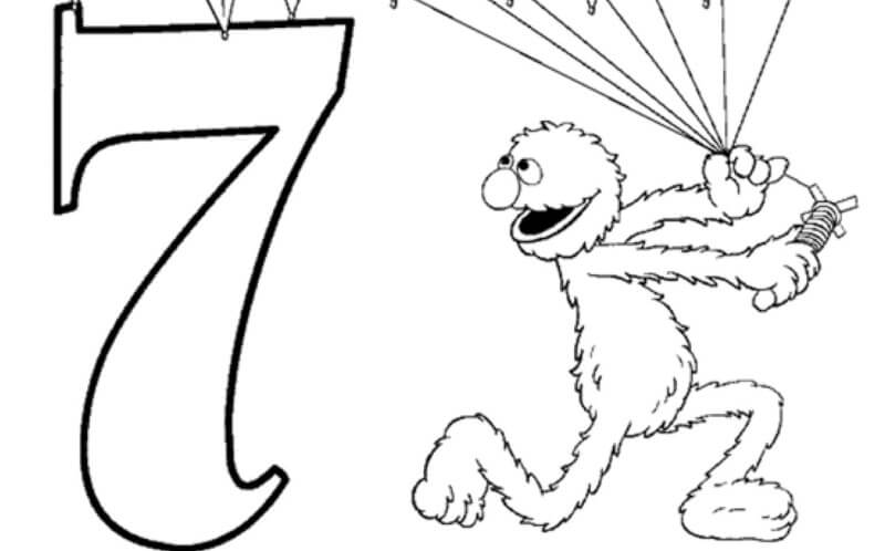 Kolorowanka Numer 7 i postaci z kreskówek