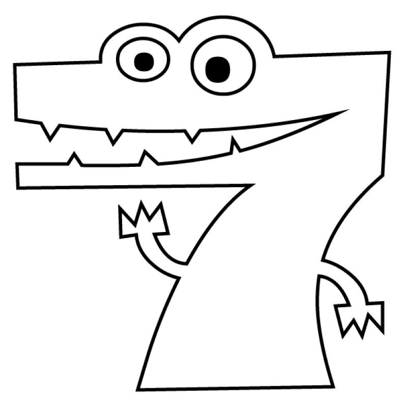 Kolorowanka Numer 7 wygląda jak krokodyl
