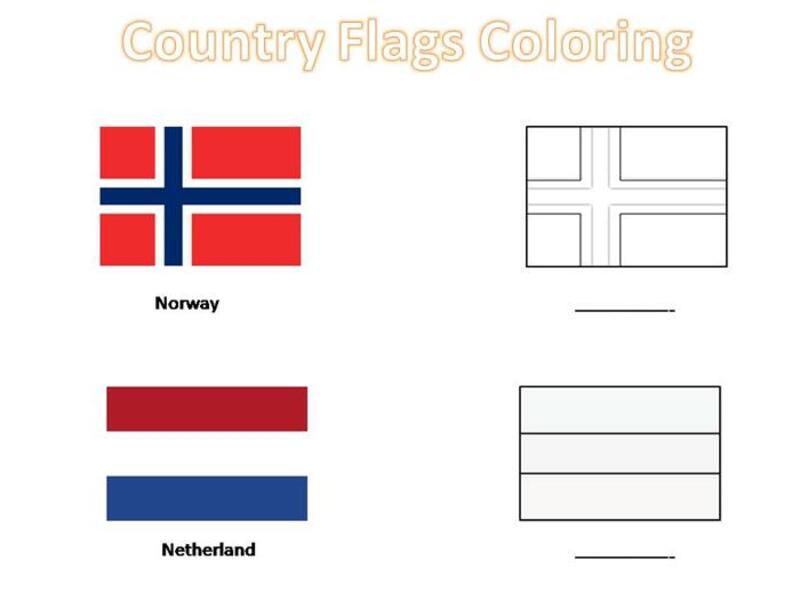 Kolorowanka Flagi Norwegii i Holandii