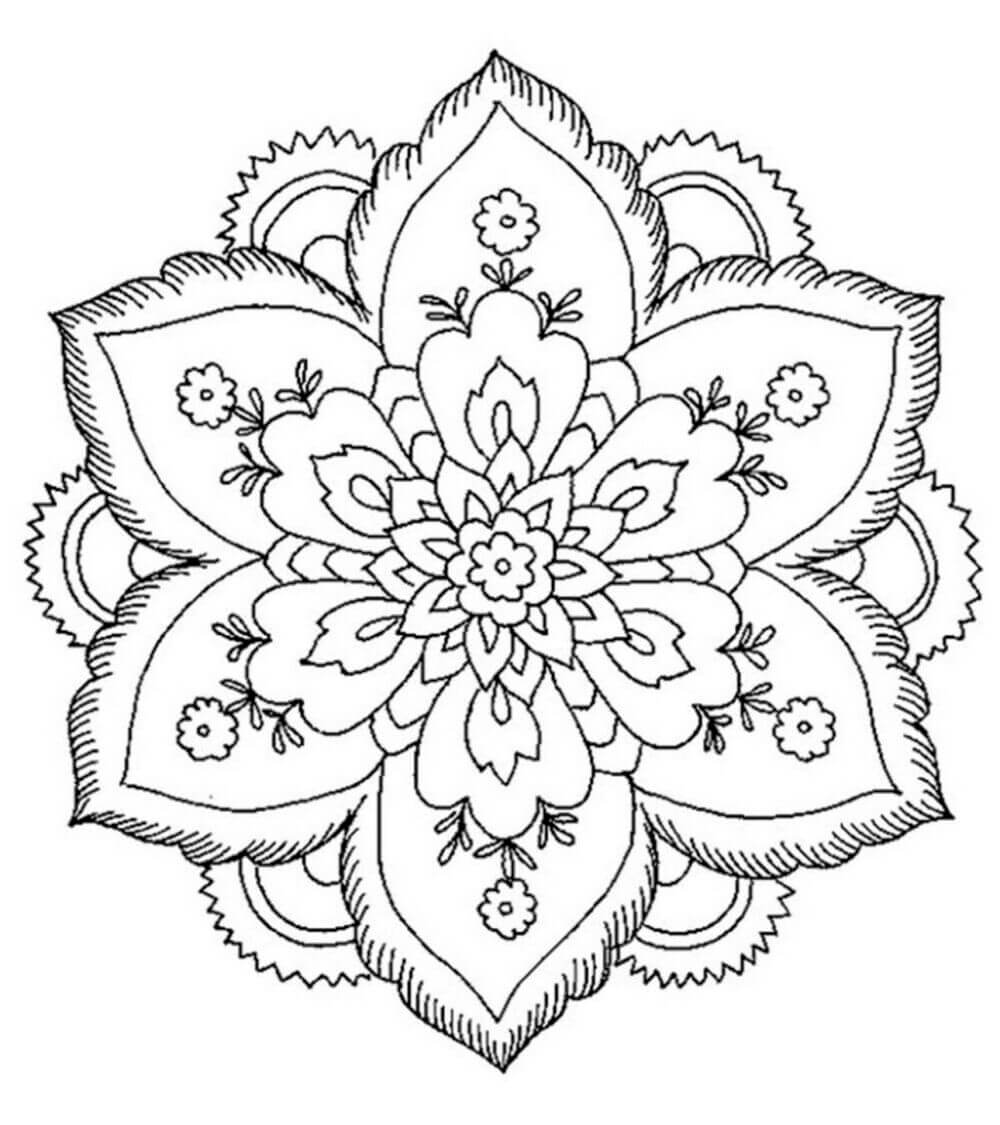 Kolorowanka Mandala z motywami kwiatowymi