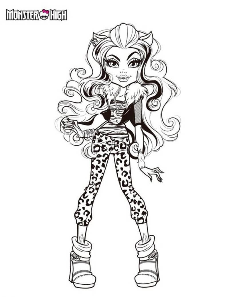 Kolorowanka Monster High nosi spodnie w panterkę